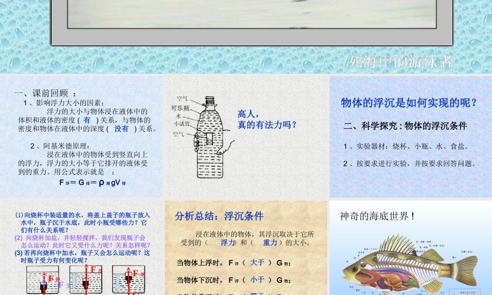 八年级物理下册 10.4(沉与浮)课件 教科版 课件