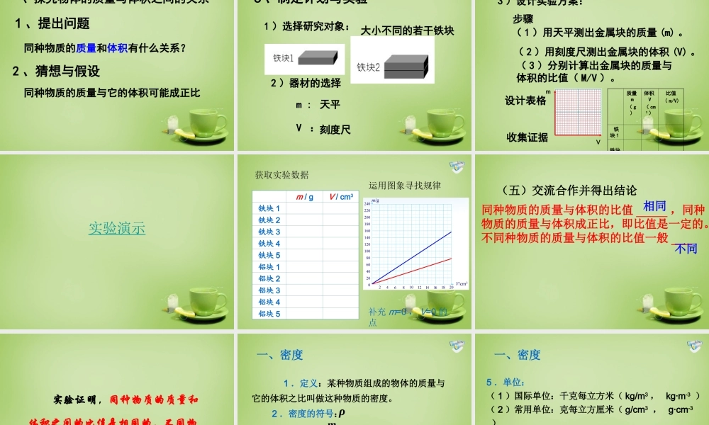八年级物理下册 6.3 密度课件 (新版)苏科版 课件