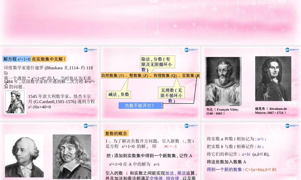 数学 3.1.1 数系的扩充和复数的概念2课件 新人教A版选修2-2 课件