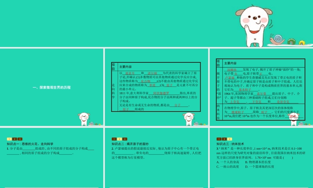 九年级物理全册 161 探索微观世界的历程课件 (新版)北师大版 课件