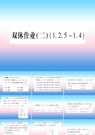 九年级数学下册 双休作业(二)作业课件 (新版)湘教版 课件