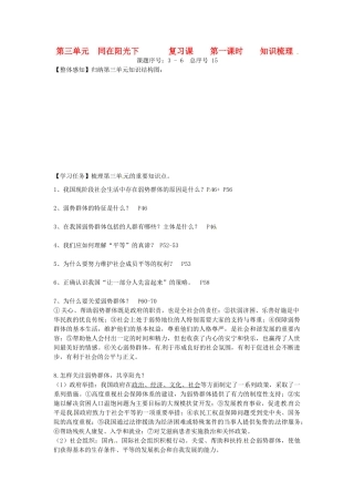九年级政治 第三单元(同在阳光下)复习课 课件