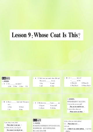 七年级英语上册 Unit 2 Colours and Clothes Lesson 9 Whose Coat Is This课件 (新版)冀教版 课件