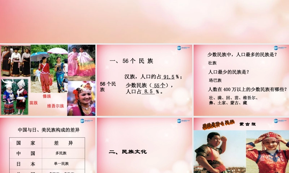 八年级地理上册 第一章 第3节 多民族的大家庭课件 (新版)商务球版 课件