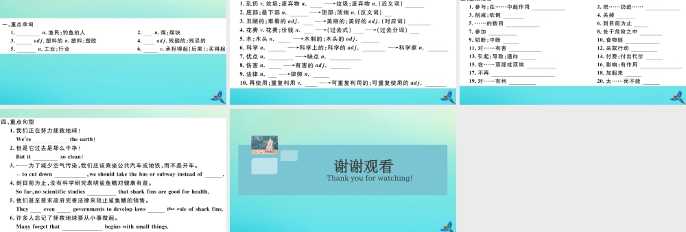 九年级英语全册 Unit 13 We re trying to save the earth Section A习题课件 (新版)人教新目标版 课件