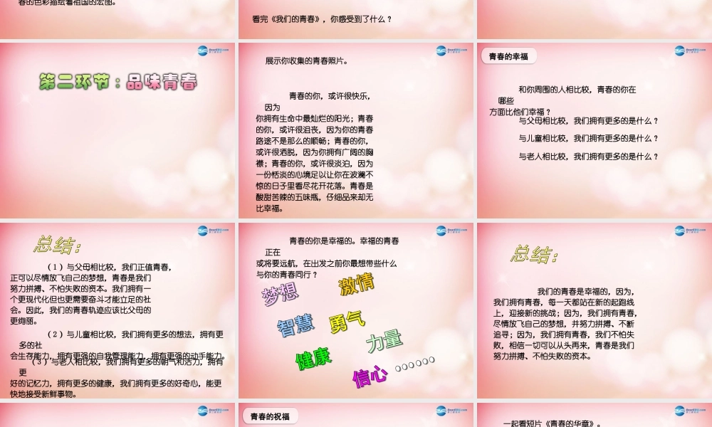 中学七年级政治上册 4.3 祝福青春课件 新人教版 课件