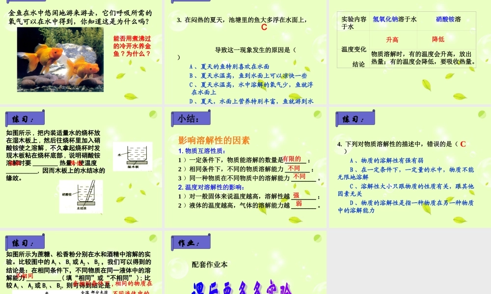 中学七年级科学上册 4.5 物质的溶解性课件2 浙教版 课件