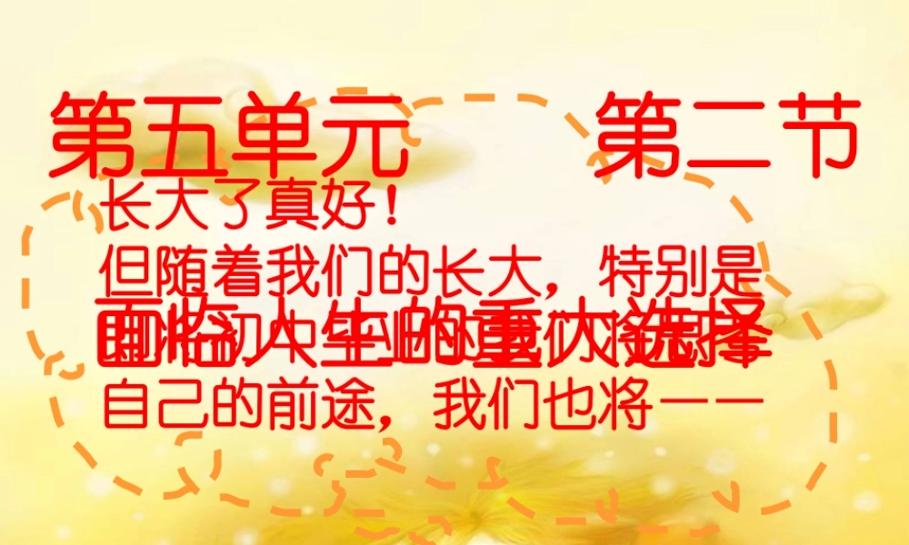 九年级政治 第五单元 迎接挑战 设计未来 第十四课 面对人生的重大选择课件  湘教版 课件