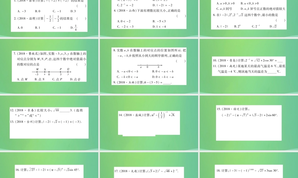 中考数学复习 第一轮 考点系统复习 第一章 数与式 第一节 实数(精练)课件
