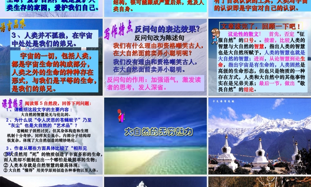 八年级语文敬畏自然 课件 新课标 人教版 课件
