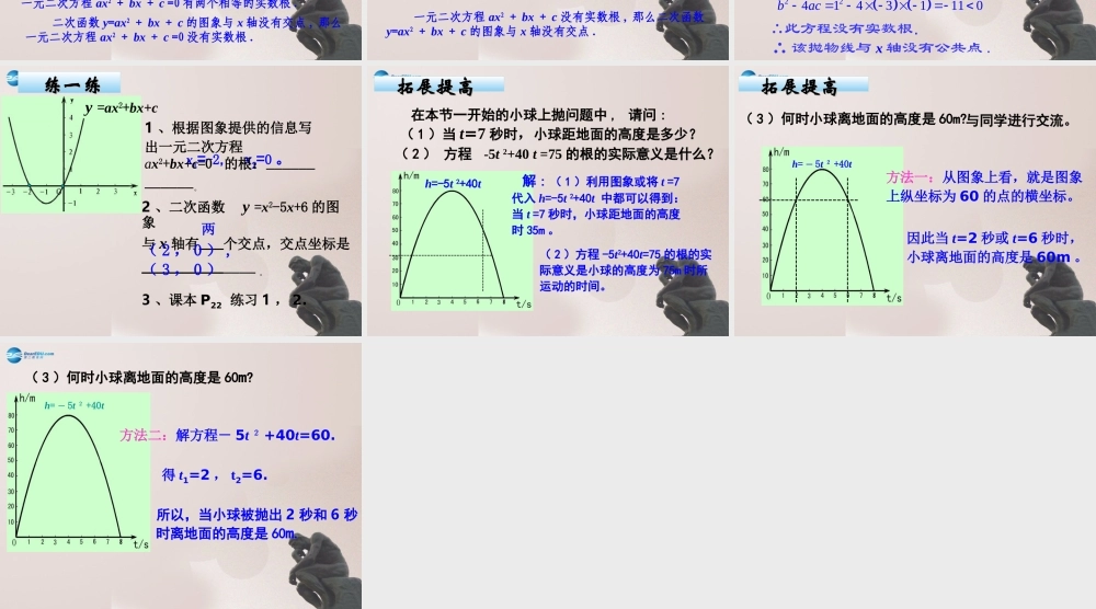 九年级数学上册 二次函数与一元二次方程(第3课时)课件 鲁教版五四制 课件
