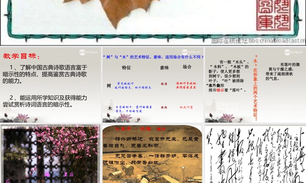 中学高三语文(说 木 叶 —谈 暗示性 )课件  课件