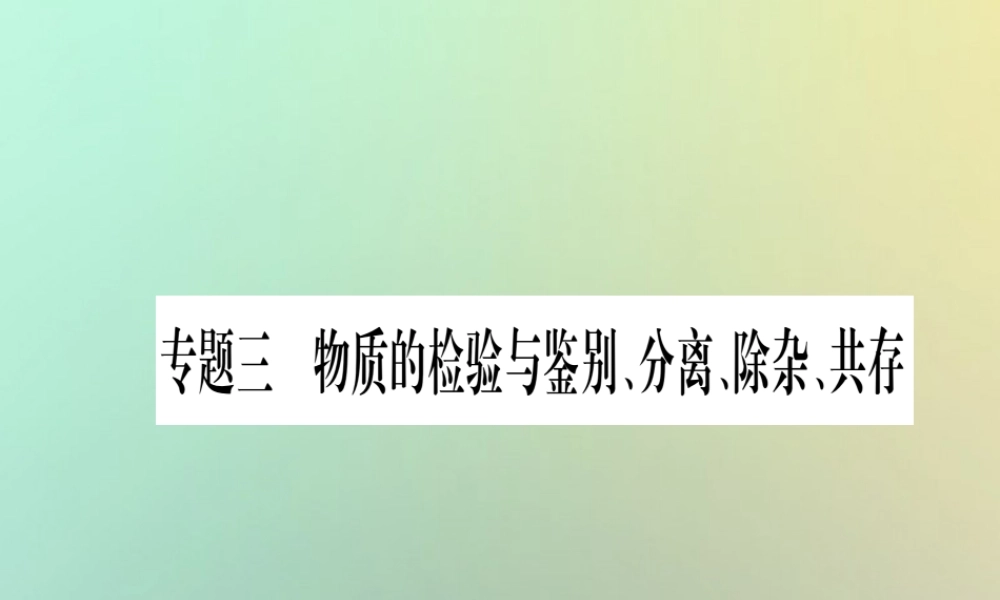 中考化学准点备考复习 第二部分 题型专题突破 专题3 物质的检验与鉴别、分离、除杂、共存课件 新人教版 课件