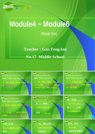 九年级英语中考阶段复习词汇练习(Module4~6第六册课件外研版 课件