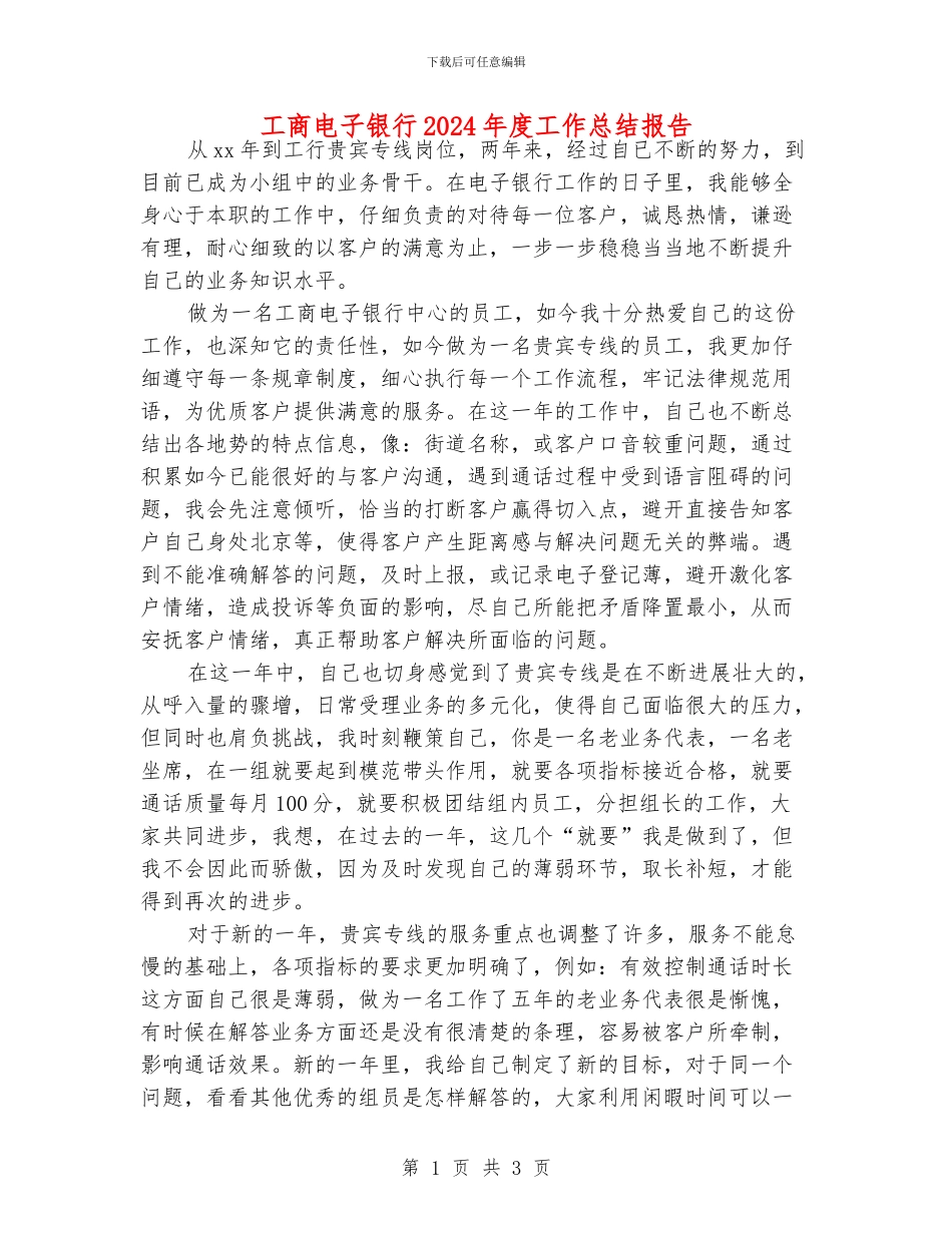 工商电子银行2024年度工作总结报告_第1页