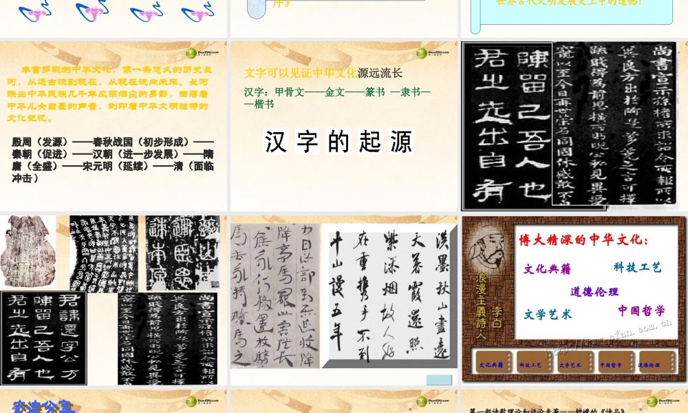 九年级政治全册 第二单元 第五课第一框灿烂的中华文化课件 新人教版 课件