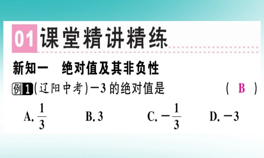 广东省秋七年级数学上册 第二章 有理数及其运算 第4课时 绝对值(2)习题课件 (新版)北师大版 课件