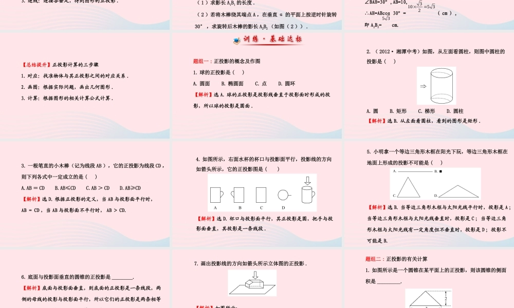 九年级数学下册 第29章投影与视图 291 投影第2课时习题课件 新人教版 课件