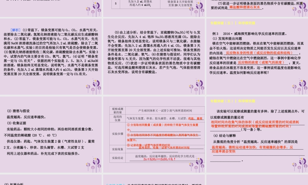 中考化学专题复习 题型突破(五)科学探究题课件 新人教版 课件