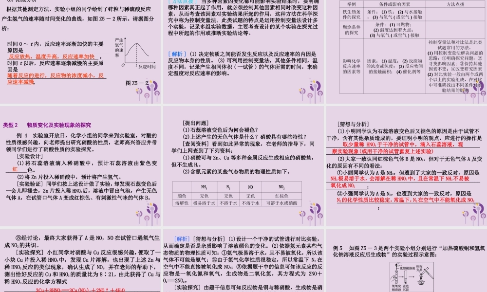 中考化学专题复习 题型突破(五)科学探究题课件 新人教版 课件