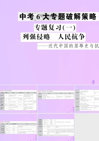 中考历史复习 专题复习(一)列强侵略 人民抗争课件