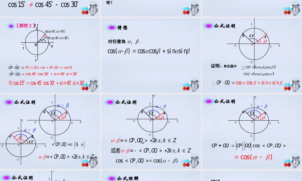 数学 3.1.1两角和与差的余弦公式课件 新人教B版必修4 课件