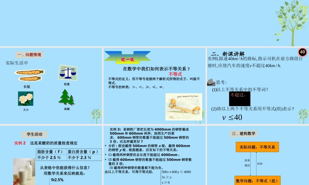 山西省忻州市高考数学 专题 不等关系2复习课件