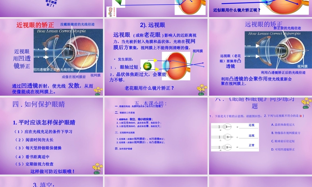 八年级物理上册 第五章 第四节 眼睛和眼镜课件 (新版)新人教版 课件