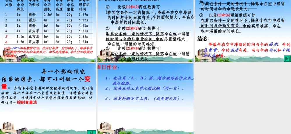 八年级物理上册 降落伞比赛课件 教科版 课件