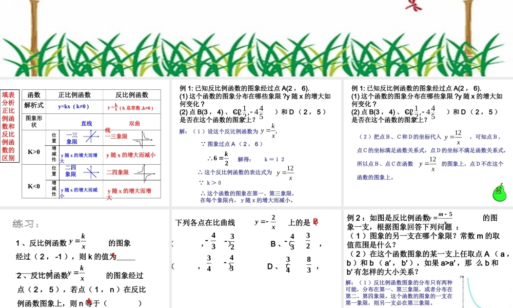 八年级数学17.1.2 反比例函数的图象和性质(2)课件
