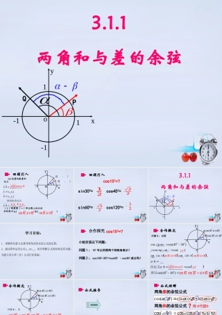 数学 3.1.1两角和与差的余弦课件 新人教B版必修4 课件