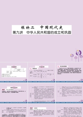 中考历史总复习 第一编 教材知识速查篇 模块二 中国现代史 第9讲 中华人民共和国的成立和巩固(精讲)课件