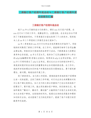 工商银行客户经理年底总结与工商银行客户经理年度总结报告汇编