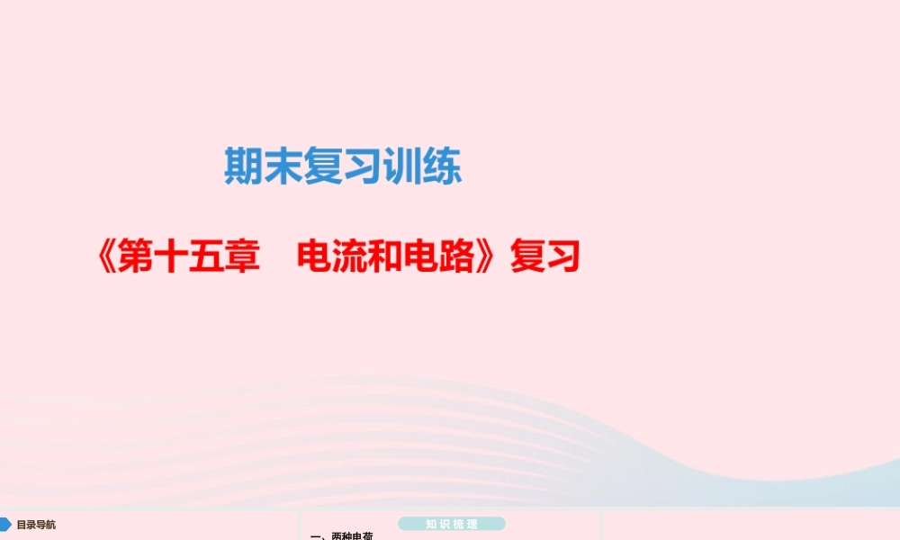 九年级物理全册 期末复习训练 第十五章 电流和电路课件 (新版)新人教版 课件