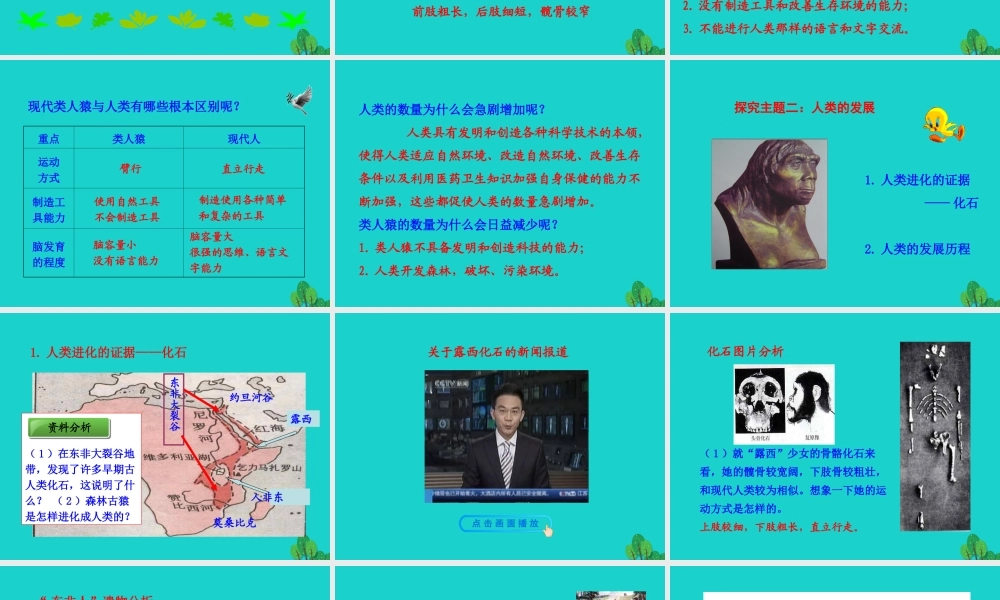 七年级生物下册 4.1.1 人的起源和发展课件 七年级生物下册 4.1.1 人的起源和发展课+素材(新版)新人教版