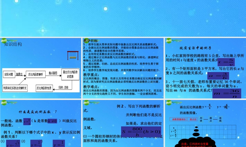 九年级数学上册 比例函数的图象、性质和应用 课件1 北京课改版 课件