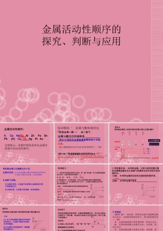 九年级物理全册(金属活动性顺序的探究、判断与应用)课件 新人教版 课件