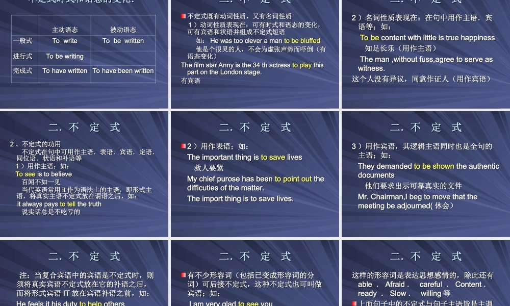 人教版高二英语非限定动词 课件