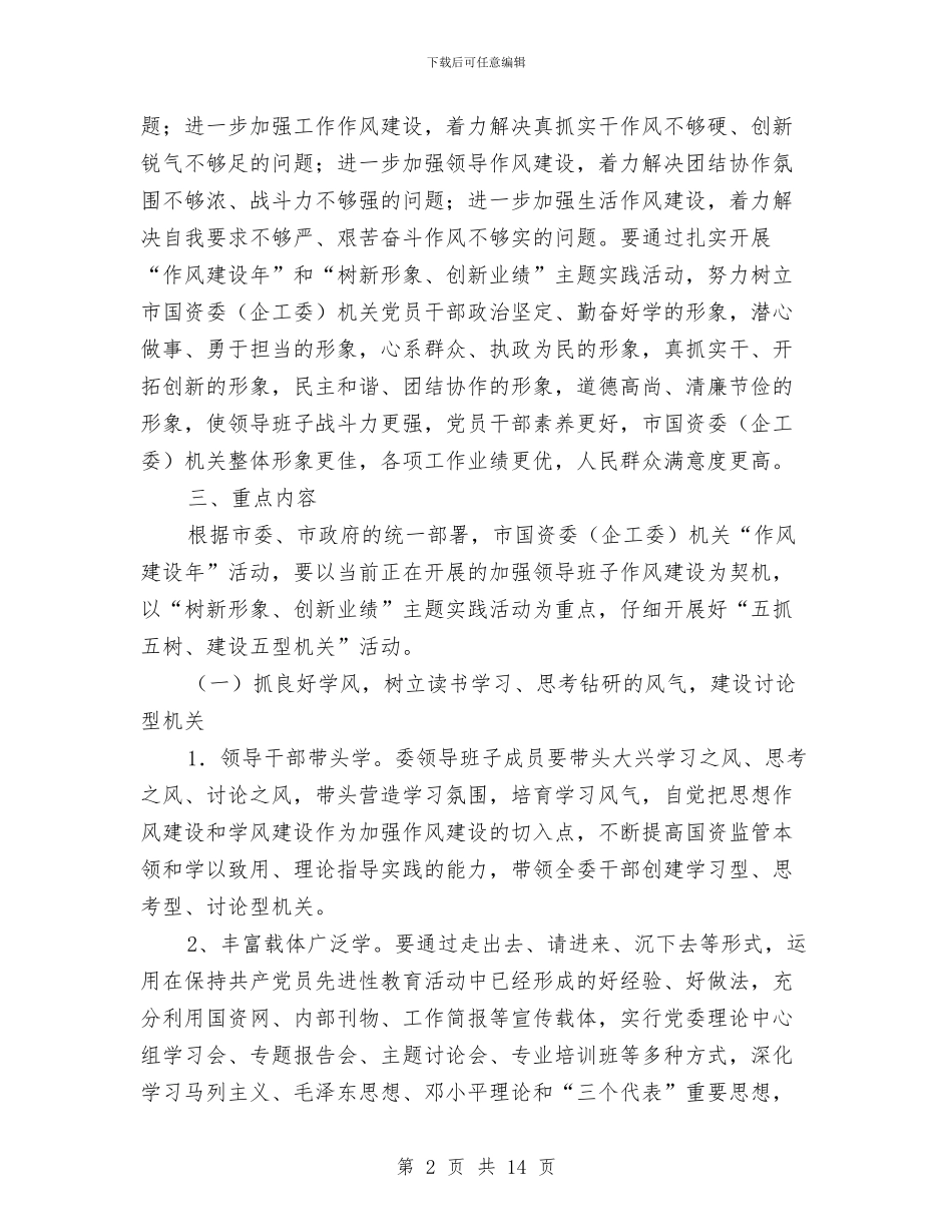 工委作风建设年活动实施方案与工矿企业事故应急救援预案汇编_第2页
