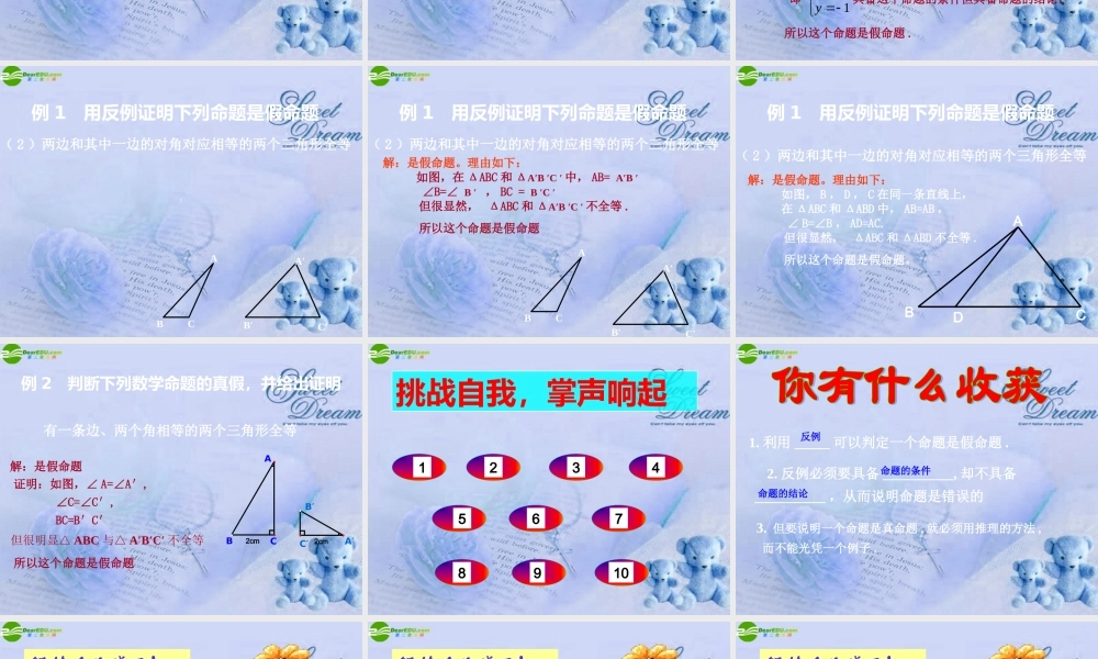 八年级数学下册 4.3反例与证明课件 浙教版 课件