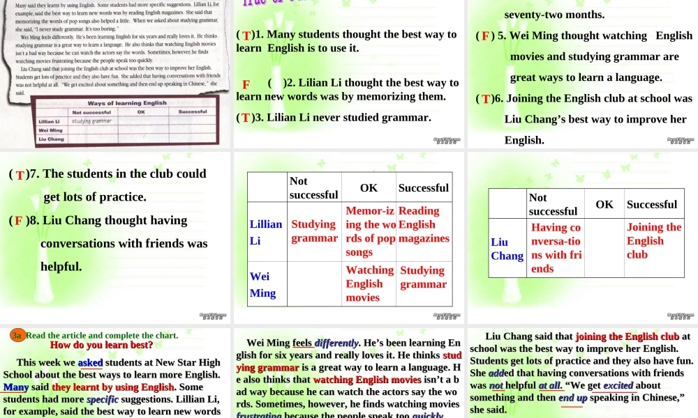 九年级英语Unit1课件 Period 2 Section A 2b 3b 人教新目标版 课件