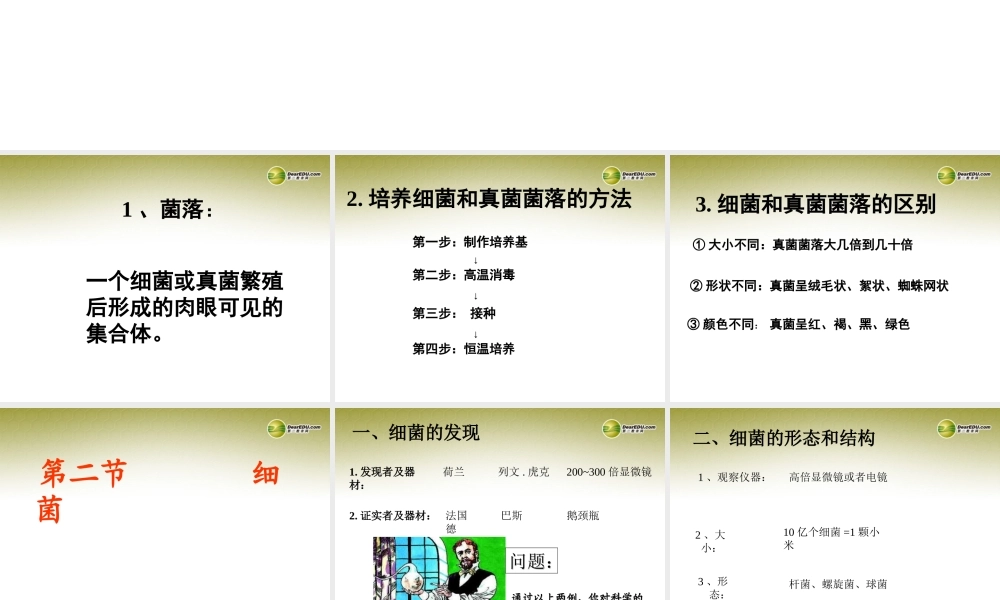 八年级生物上册(第五单元第四章 分布广泛的细菌和真菌 生物细菌)课件 新人教版 课件