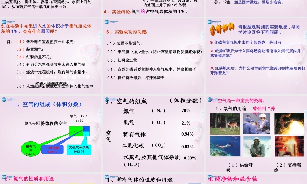 八年级化学上册 2.1 空气课件(6) 新人教版 课件