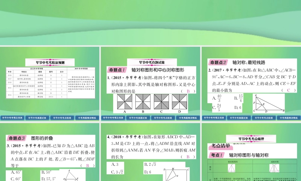 中考数学复习 第6章 投影与视图 第21课时 图形的对称与折叠(精讲)课件