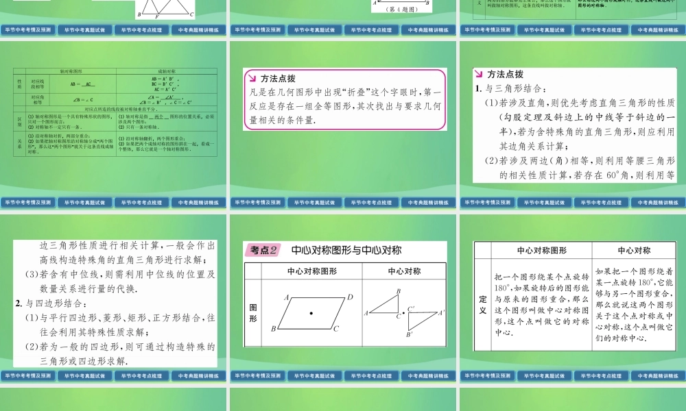 中考数学复习 第6章 投影与视图 第21课时 图形的对称与折叠(精讲)课件