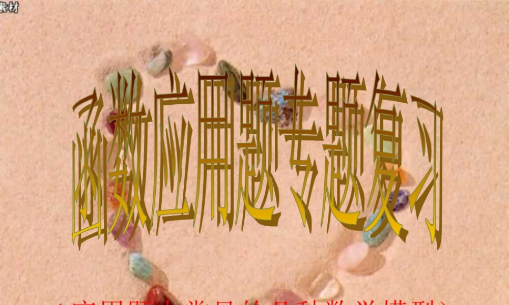 九年级数学函数应用题专题复习 人教版 课件