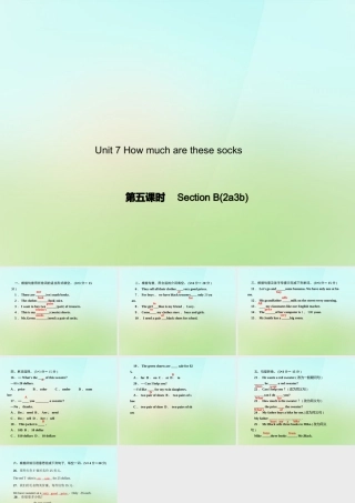 七年级英语上册 Unit 7 How much are these socks？(第五课时)Section B(2a 3b)课件 (新版)人教新目标版 课件
