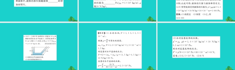 八年级物理全册 第八章 第二节 科学探究：液体的压强习题课件 (新版)沪科版 课件
