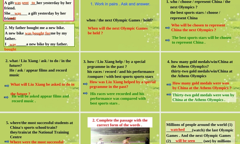 九年级英语上册(Module 3 Sporting life Unit 3 language in use)课件 外研版 课件