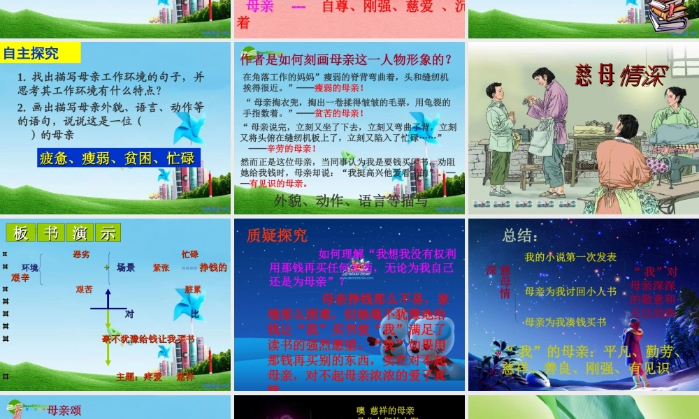 七年级语文上册 第三单元第6课 (慈母情深)课件 北师大版 课件